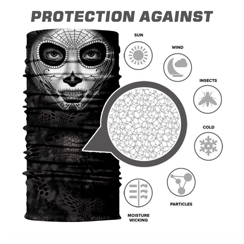 TERNNK Seamless Neck Gaiter Shield Scarf Bandana Face Mask (Black) - Image 2